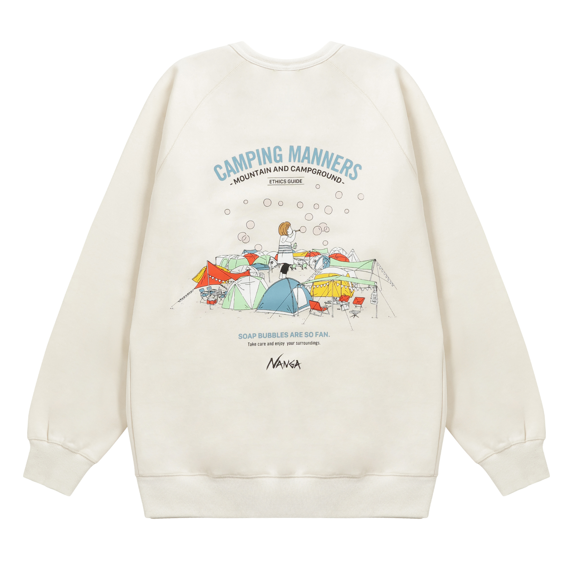 ECO HYBRID CAMPING MANNERS SOAP BUBBLES SWEATSHIRT